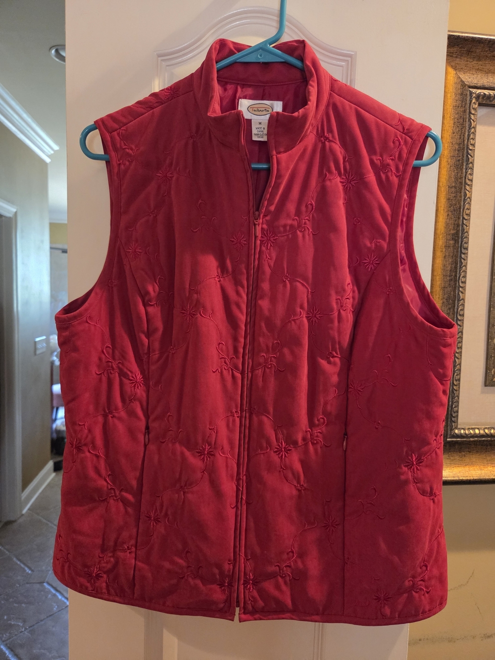 Talbots Crimson Quilted Zip-Up Vest